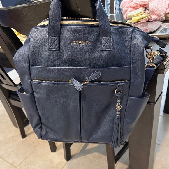 Lily Jade Handbags - Lily Jade Anna Navy Blue Vegan Leather Diaper Bag Backpack Crossbody Tote